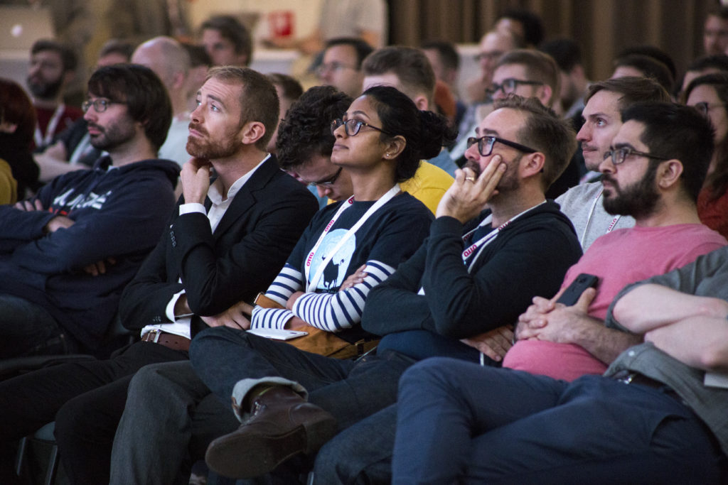 Attendees enjoying a talk at EuroClojure 2016