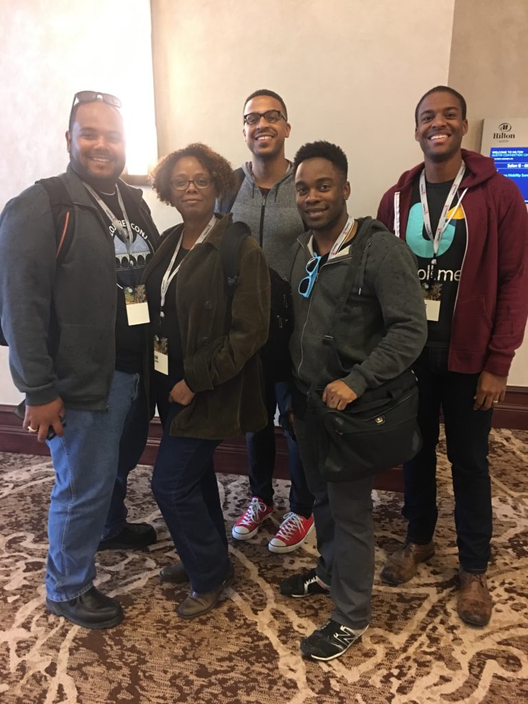 Photo credit goes to... some stranger from Clojure/conj! If you took this picture let us know! Picture features attendees of the Blacks in Tech lunch from Clojure/conj 2016.